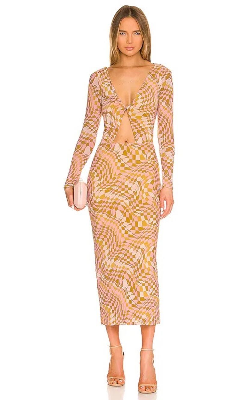 AFRM Monah Dress in Blush Checkerboard size medium